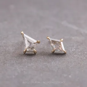 .49tcw Asymmetrical Salt and Pepper Kite Diamond Studs, 14k Yellow Gold Earrings