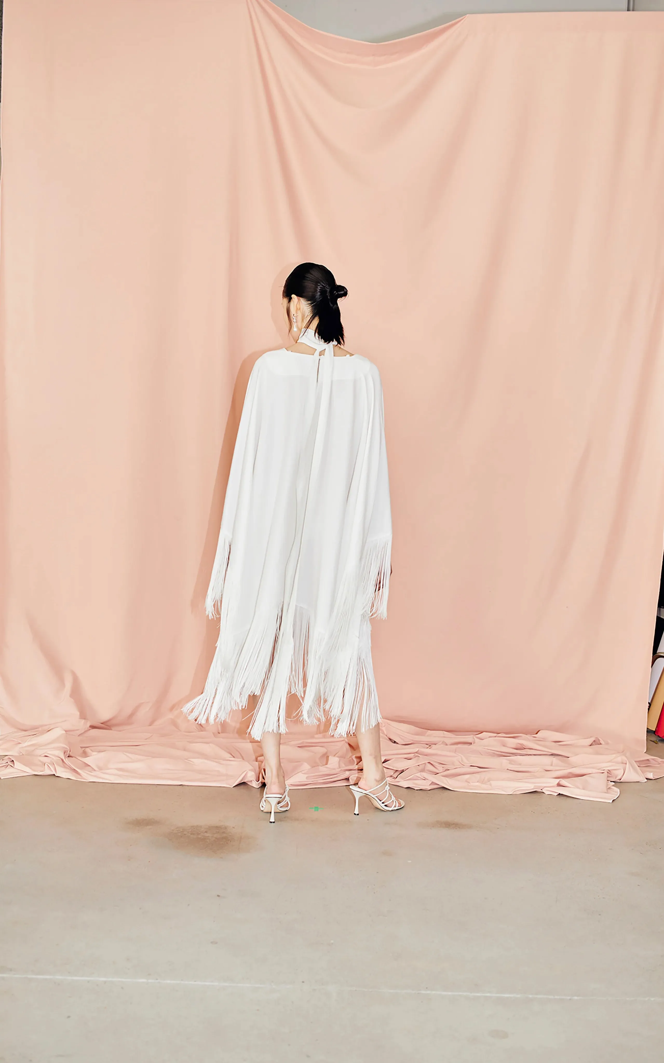 Acropolis Fringed Mini Kaftan | Ivory