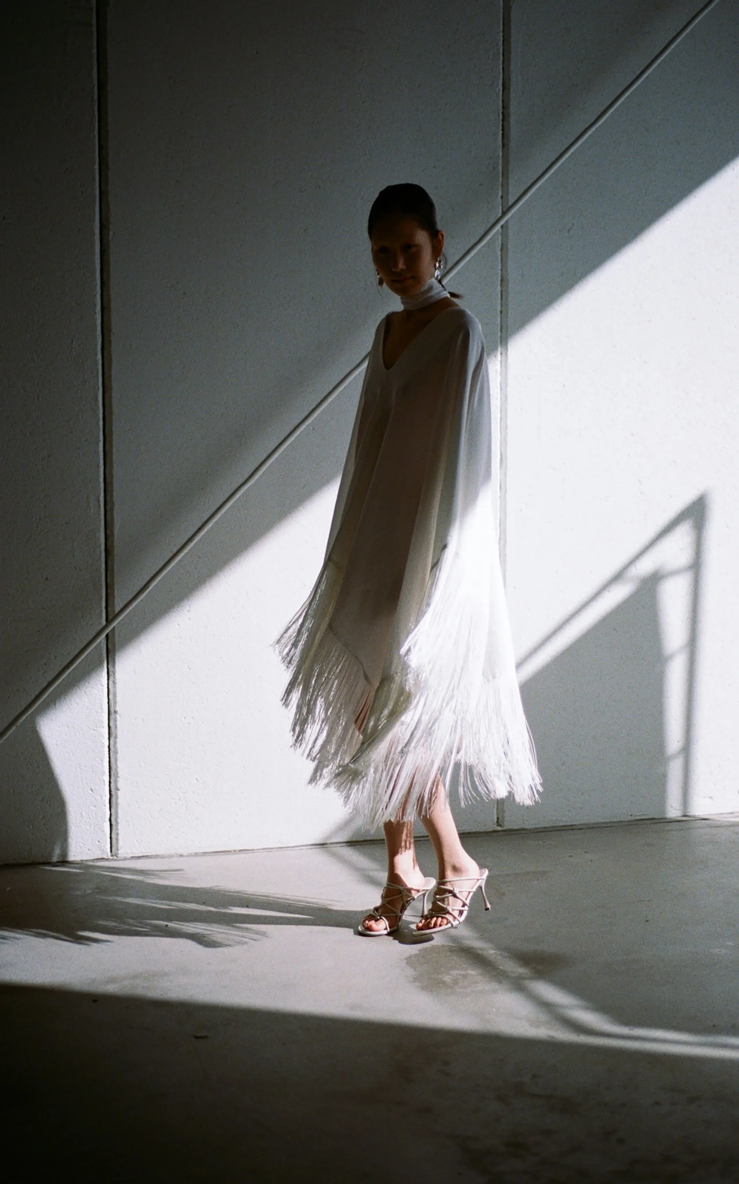 Acropolis Fringed Mini Kaftan | Ivory