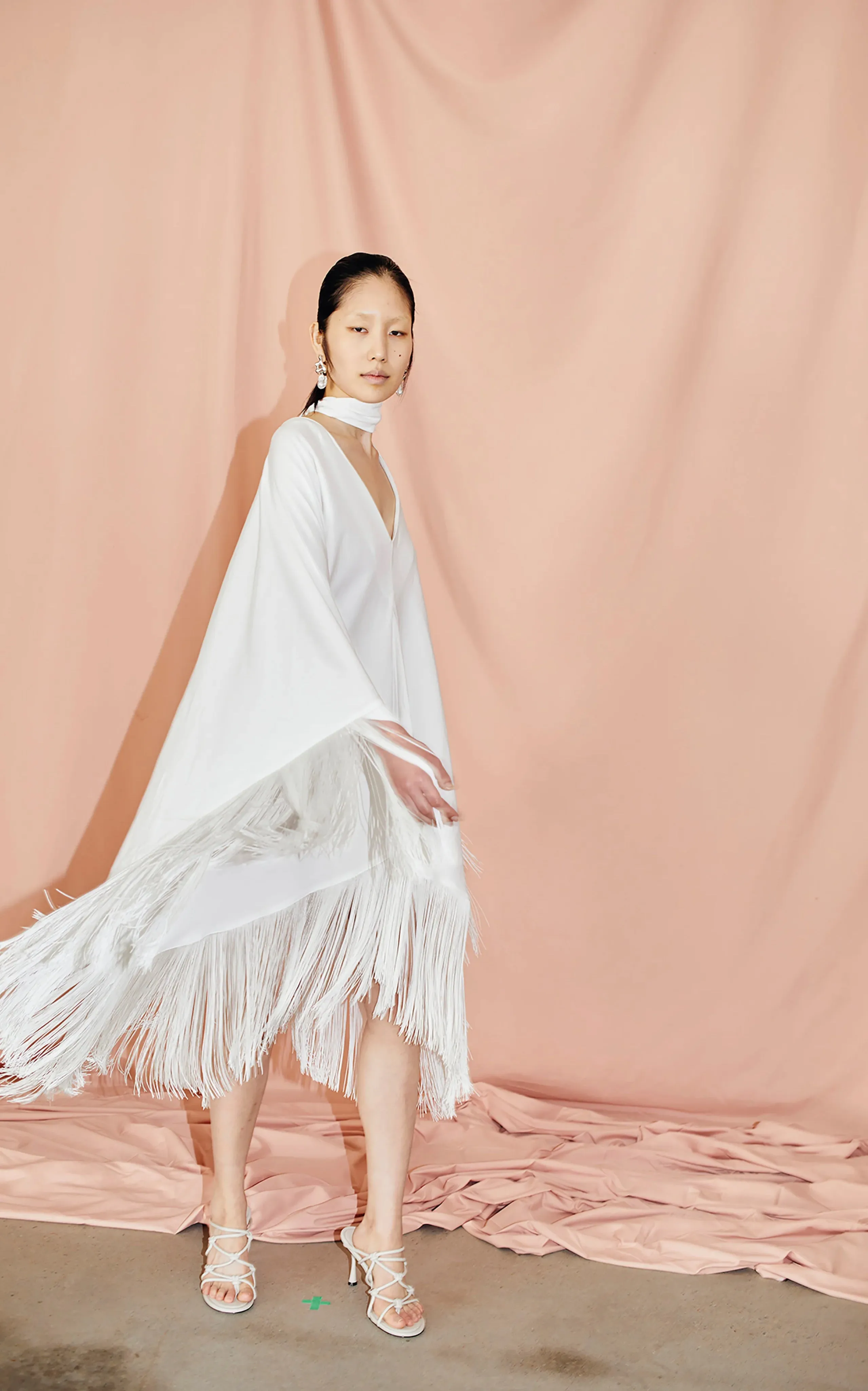 Acropolis Fringed Mini Kaftan | Ivory