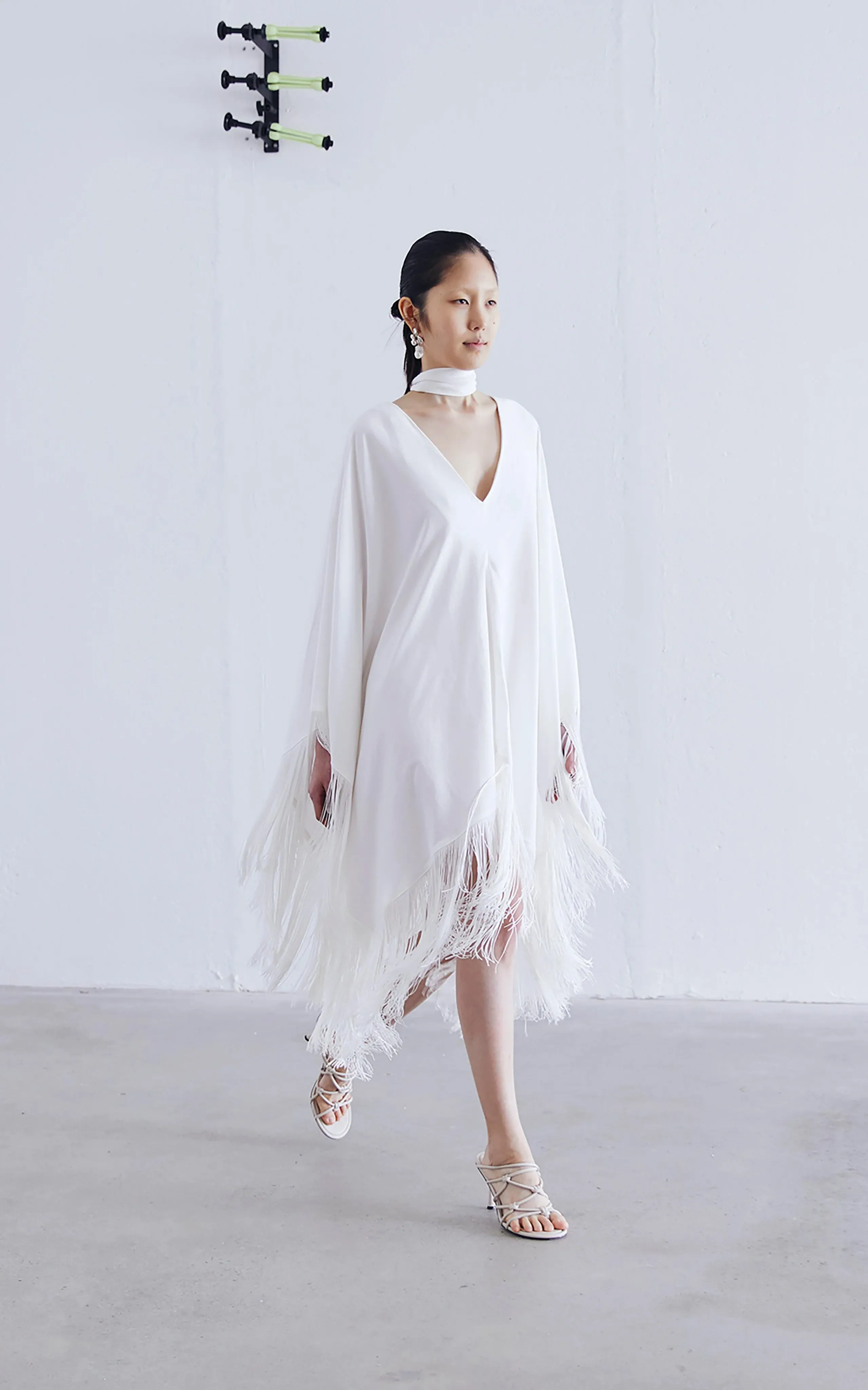 Acropolis Fringed Mini Kaftan | Ivory