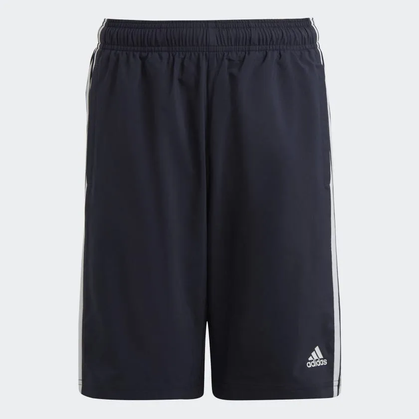 ADIDAS KID'S 3-STRIPES WOVEN NAVY SHORTS