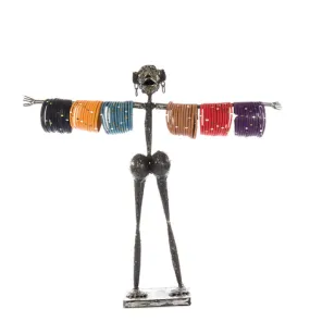 African Person Jewelry Display holder made from recycled metal, Fair Trade