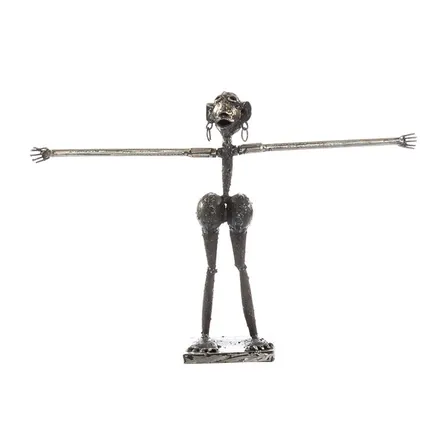 African Person Jewelry Display holder made from recycled metal, Fair Trade