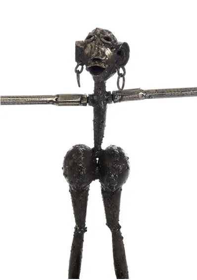 African Person Jewelry Display holder made from recycled metal, Fair Trade