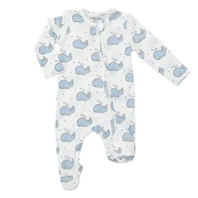 Angel Dear Zipper Footie Bubbly Whale Blue
