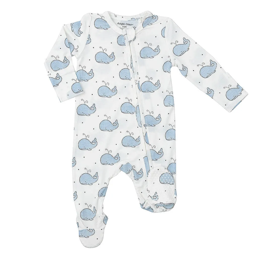 Angel Dear Zipper Footie Bubbly Whale Blue