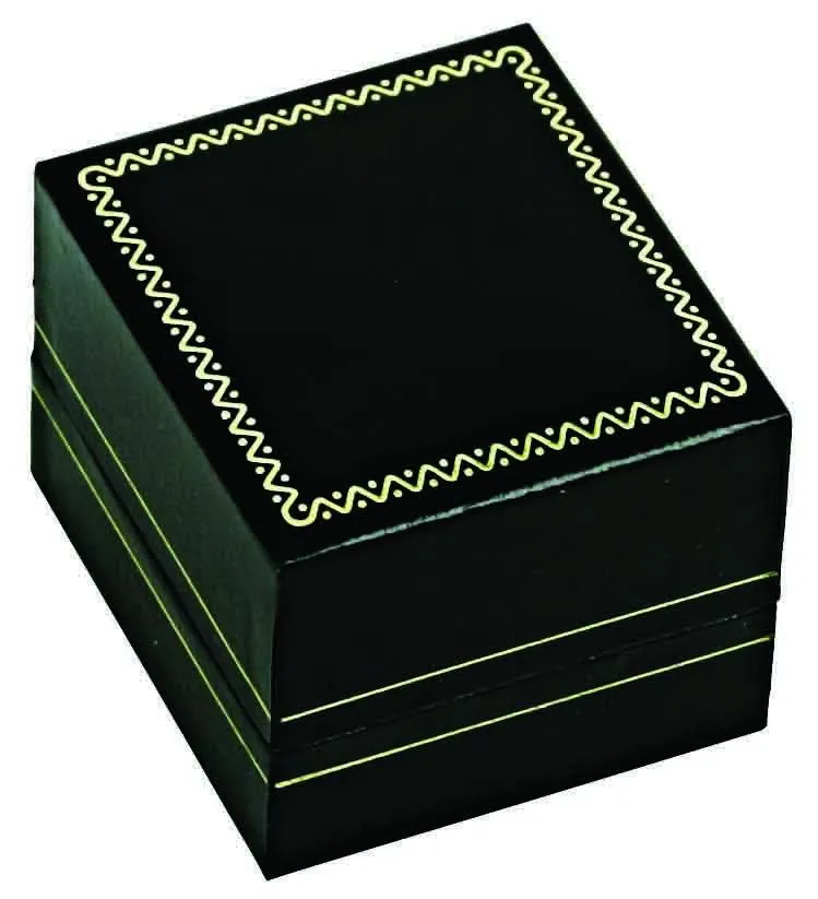 Black T-Shape Earring w/White Satin interior Classic Leatherette Box