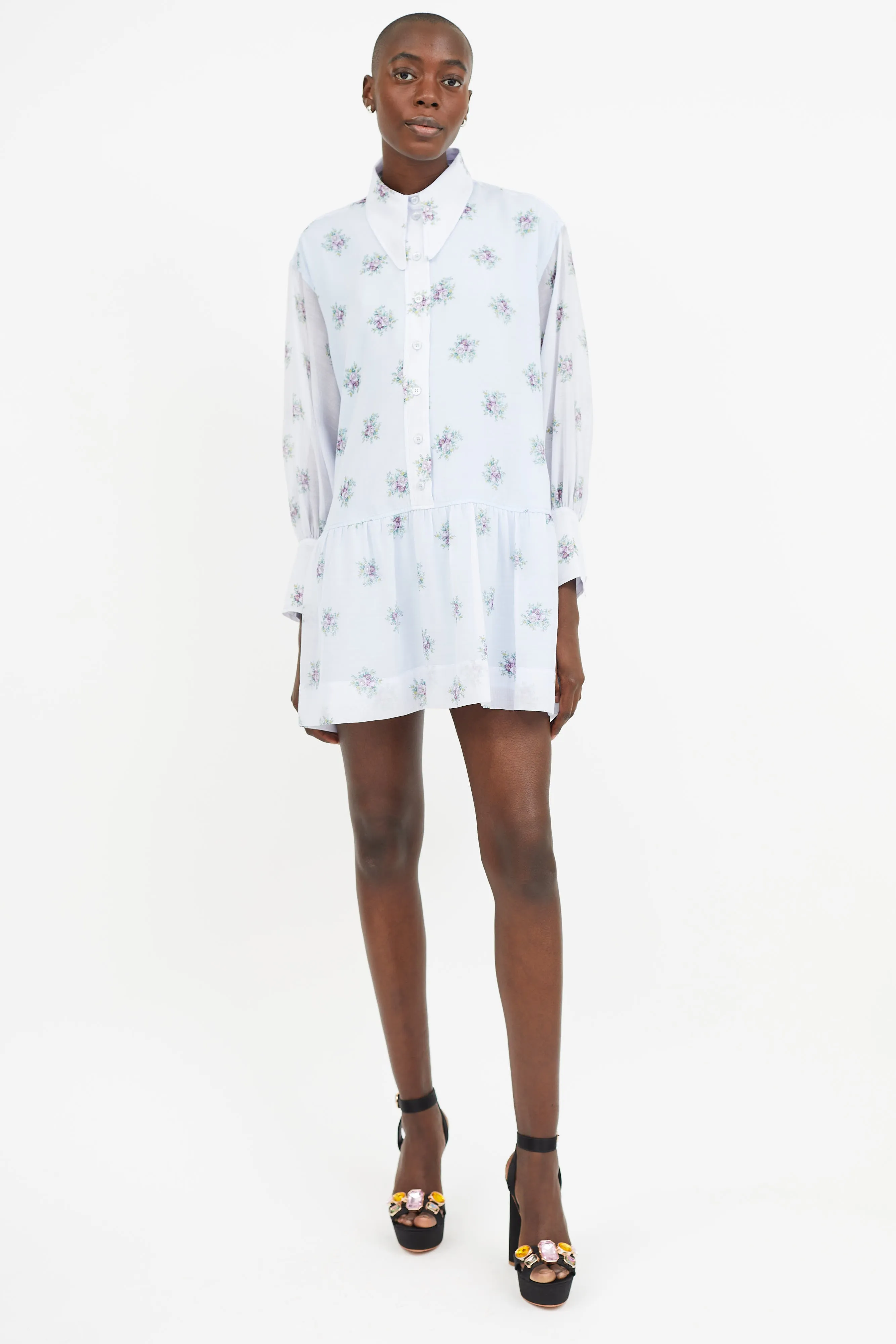 Blue Floral Print Dress
