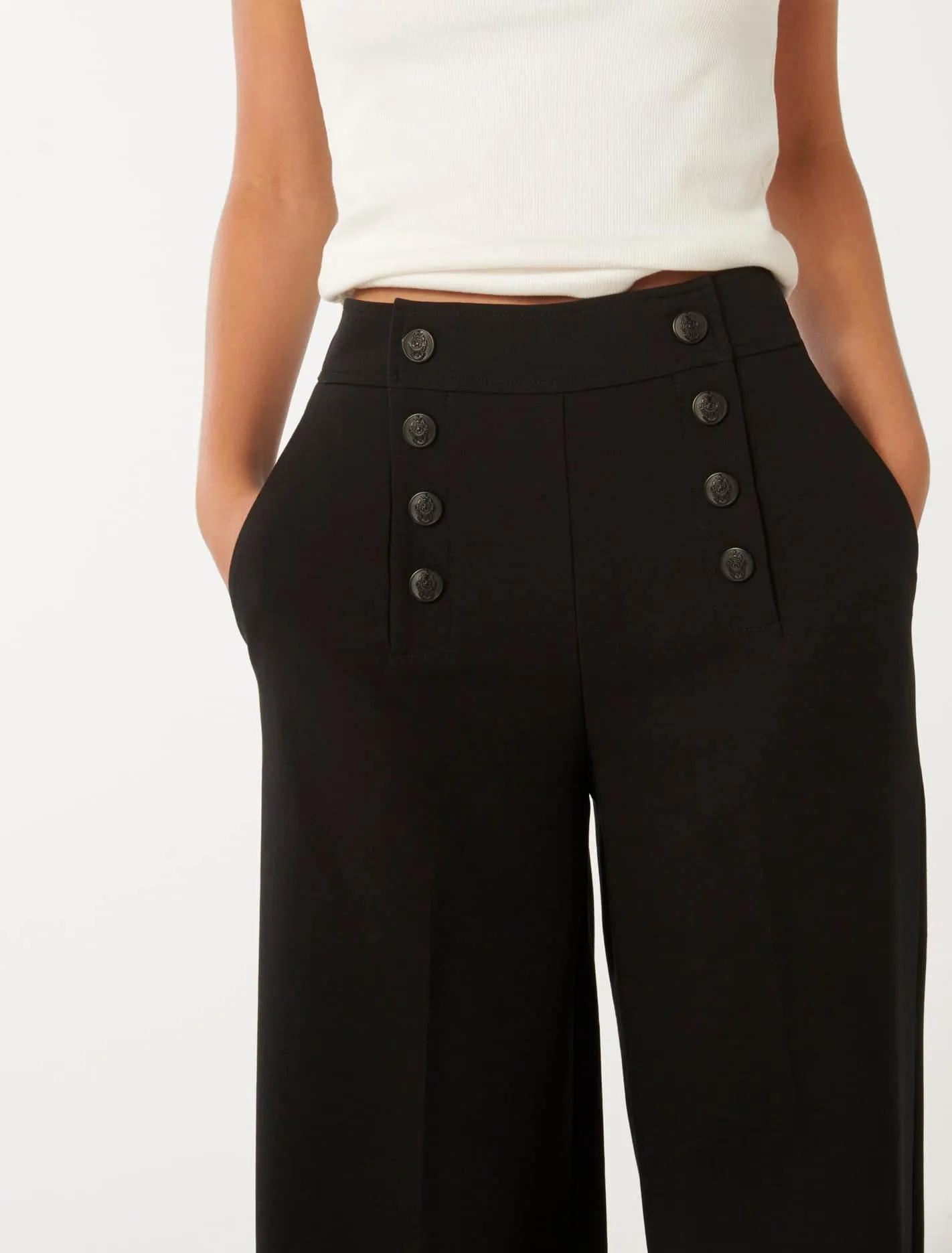 Sure! Heres an optimized title for your e-commerce product:

Stylish Brioney Wide Leg Pants with Button Detail
