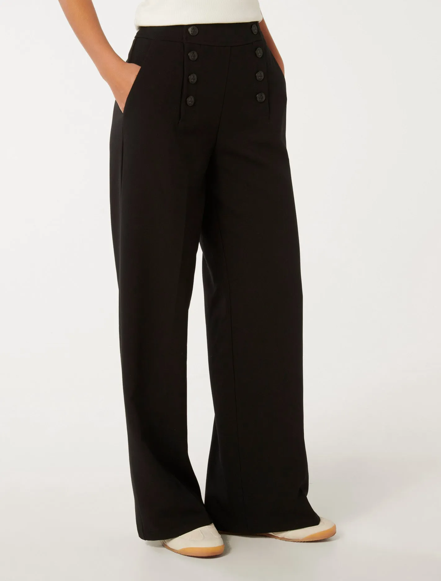 Sure! Heres an optimized title for your e-commerce product:

Stylish Brioney Wide Leg Pants with Button Detail