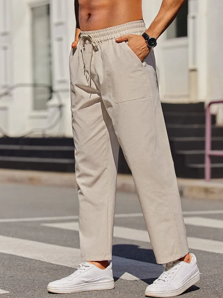 Casual Elastic Waist Linen Blend Pants (US Only)