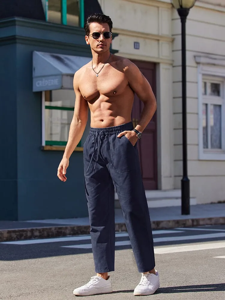 Casual Elastic Waist Linen Blend Pants (US Only)