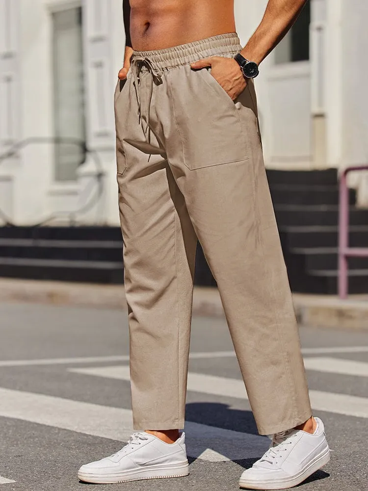Casual Elastic Waist Linen Blend Pants (US Only)