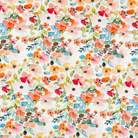 Colourful Multi Floral Linen Blend Fabric