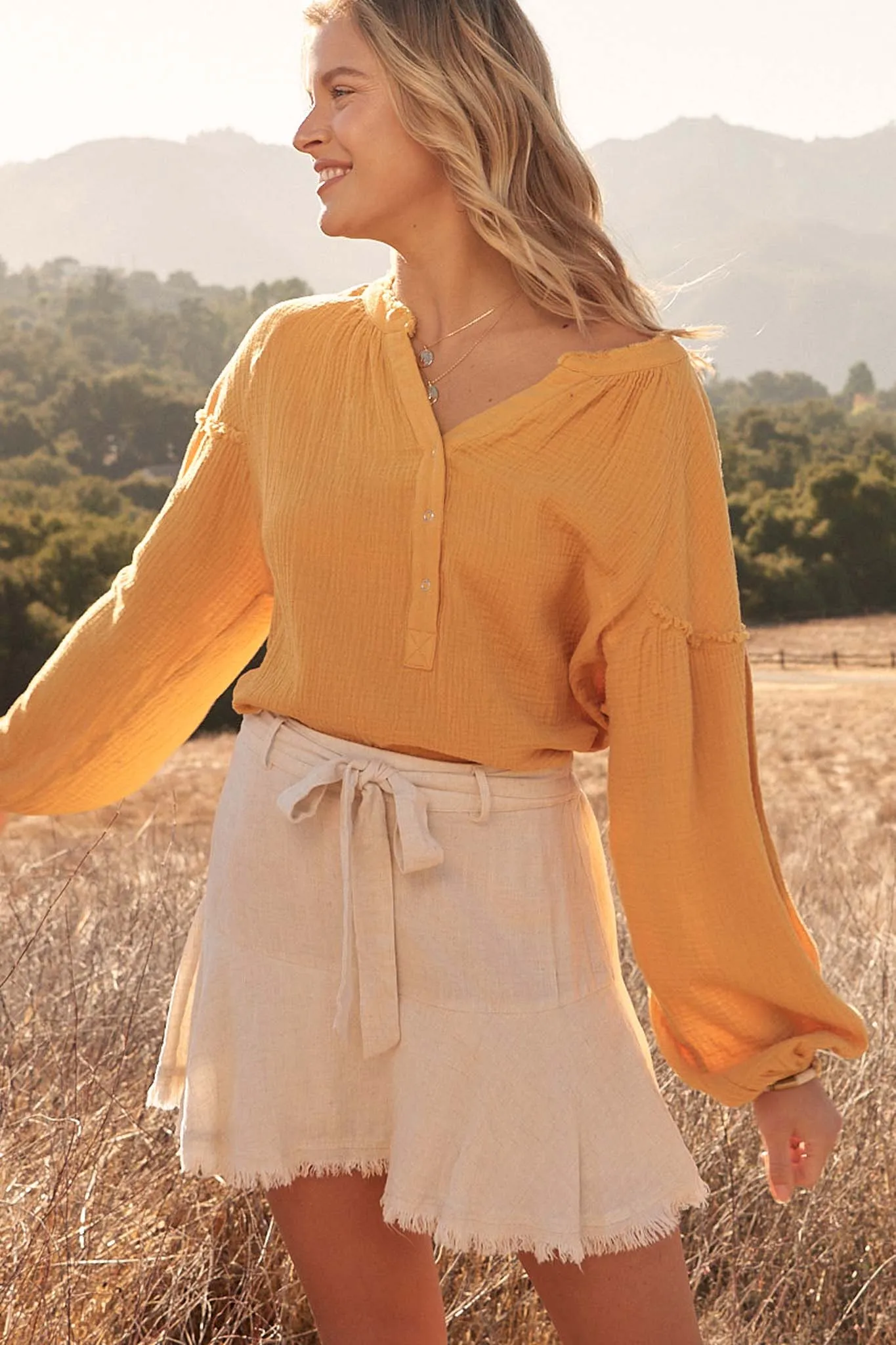 Dance Away Linen-Blend Belted Ruffle Mini Skort