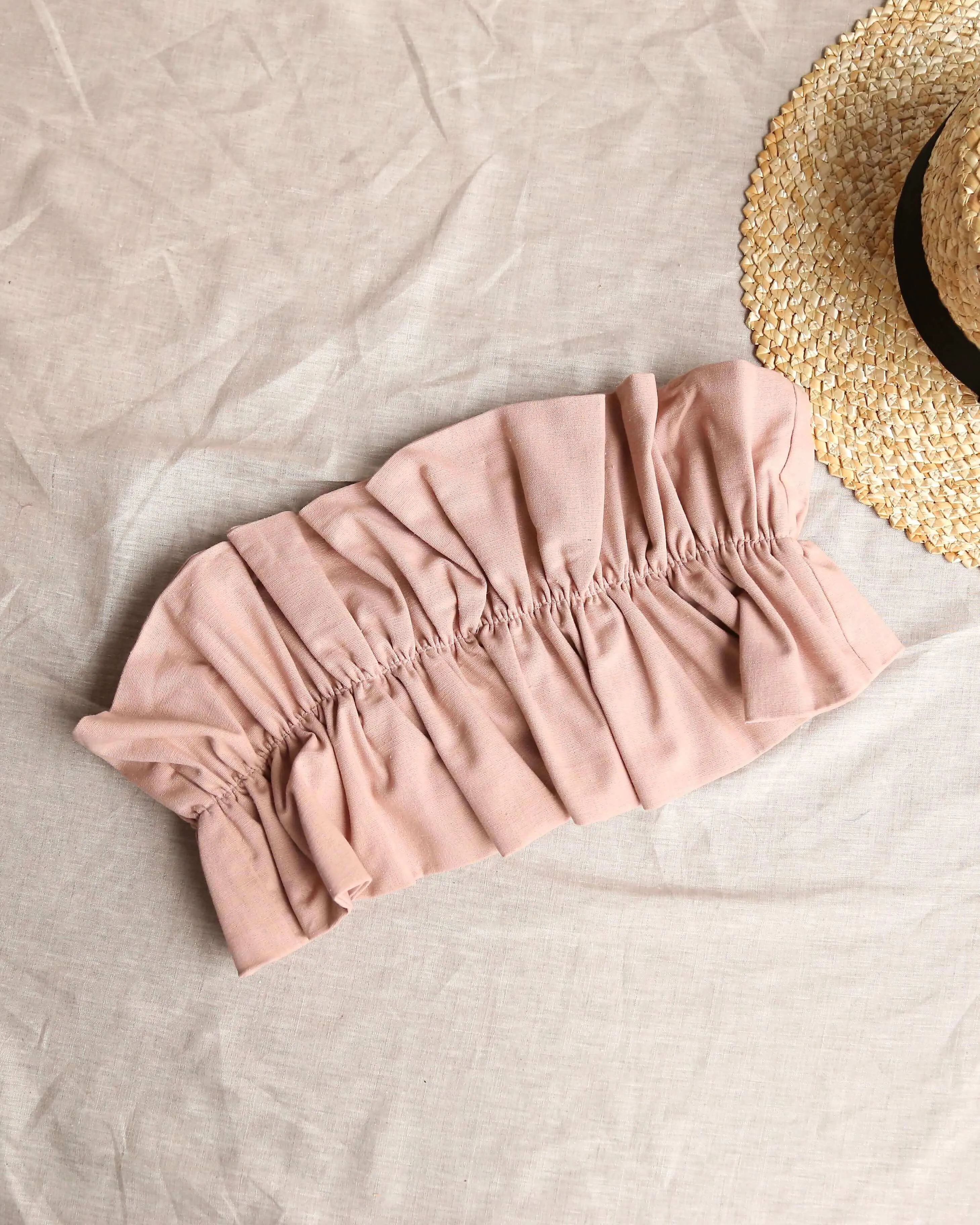 Final Sale - Double Take Ruffled Crop Top in Blush