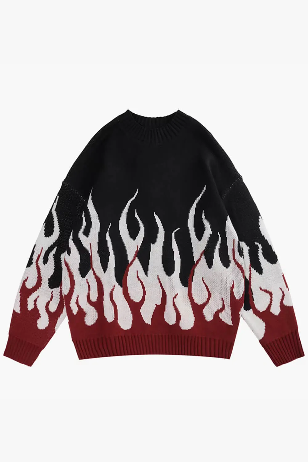 Fire Flame Leaks Graphic Knitted Sweater