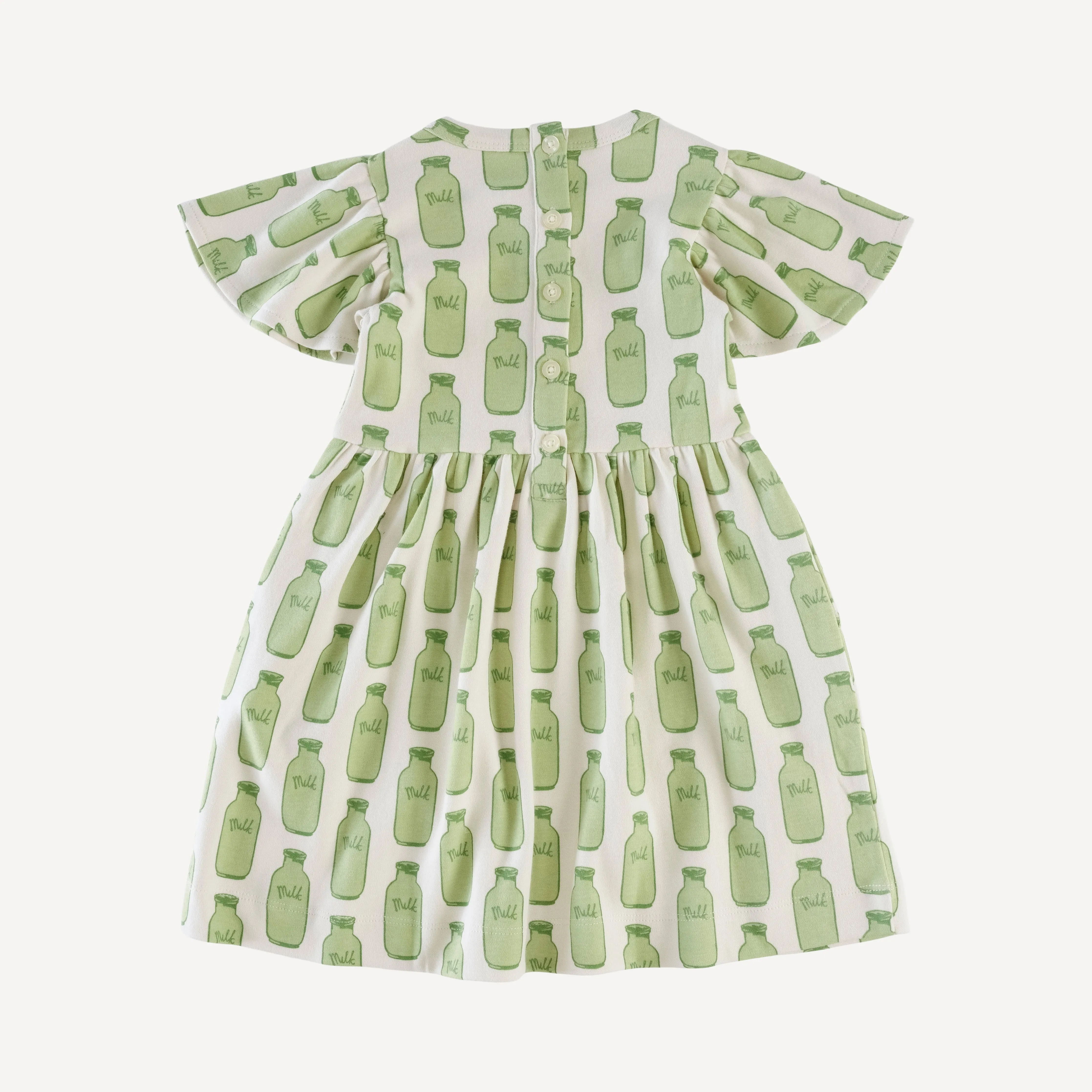 flutter sleeve dress | jar of milk | organic cotton interlock