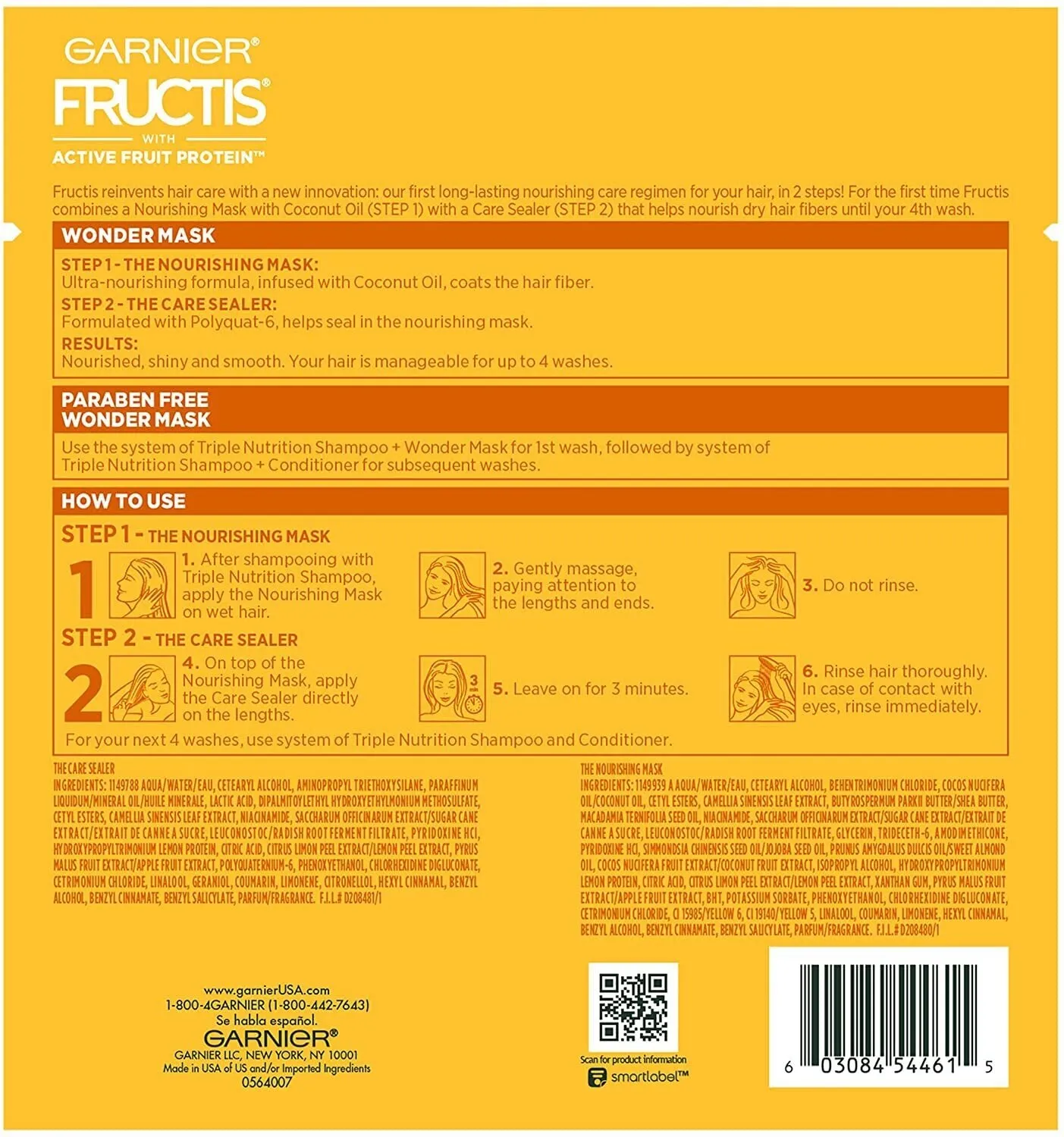 Garnier Fructis 15m L X2 Wonder Mask 2 Steps Nourishing Mask   Care Sealer