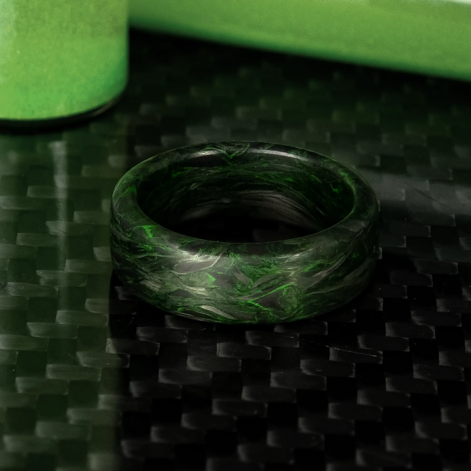 Green Burl Carbon Fiber Ring