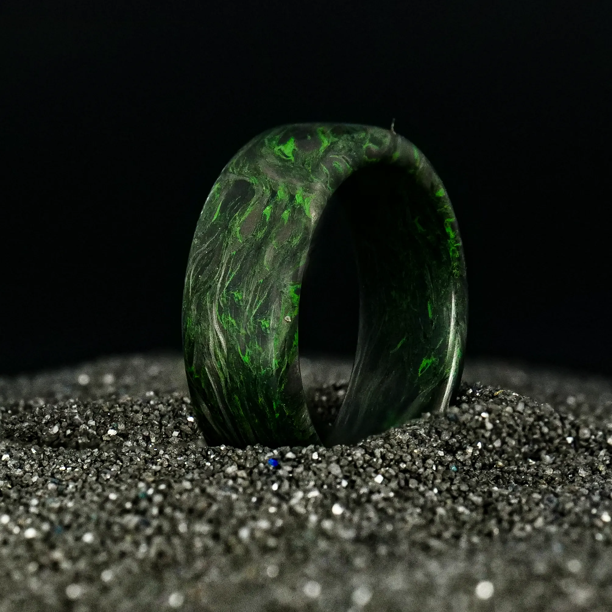 Green Burl Carbon Fiber Ring