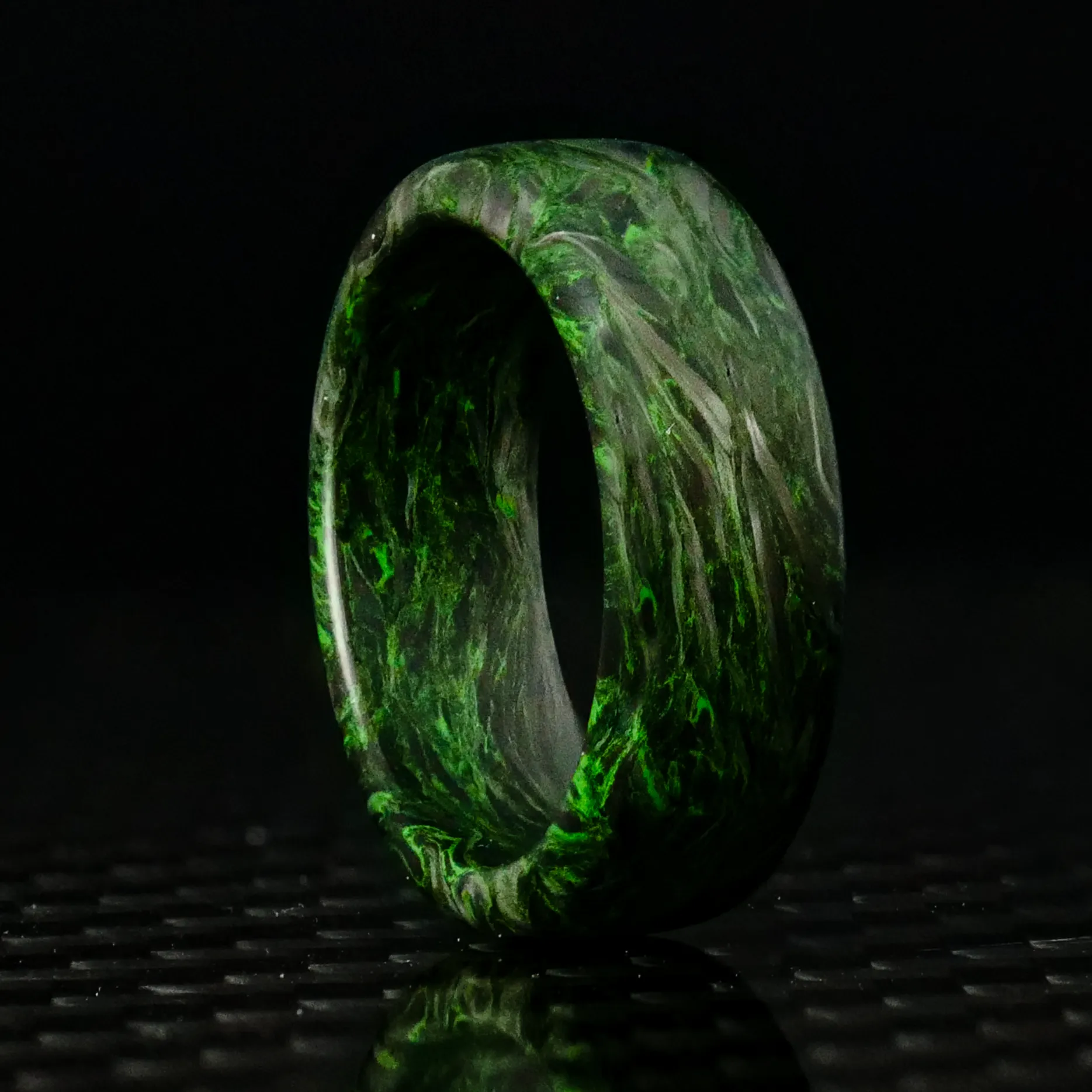 Green Burl Carbon Fiber Ring