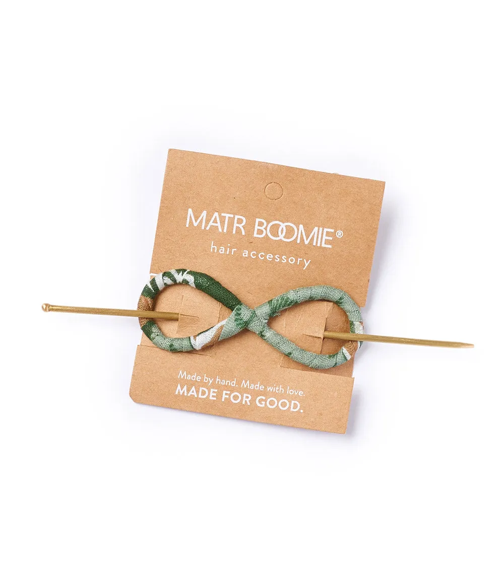 Infinity figure 8 hair slide with stick - assorted upcycled sari