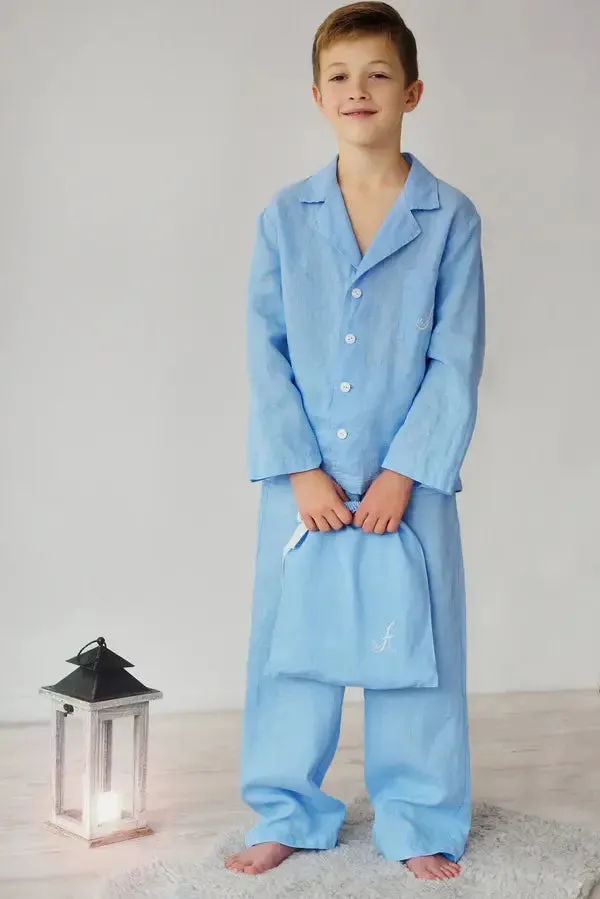 Kids Linen Pajama Set For Boys 6-14 Years