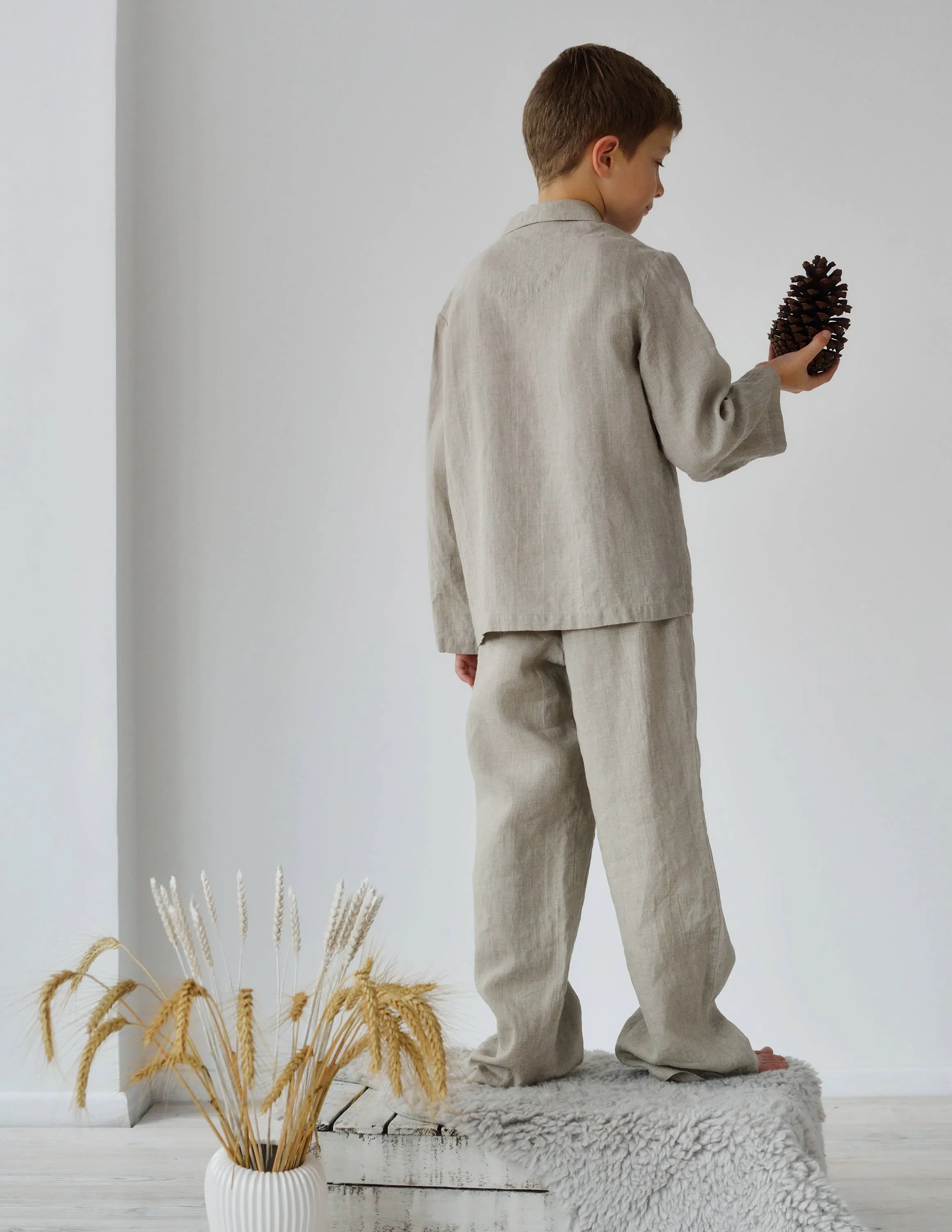 Kids Linen Pajama Set For Boys 6-14 Years