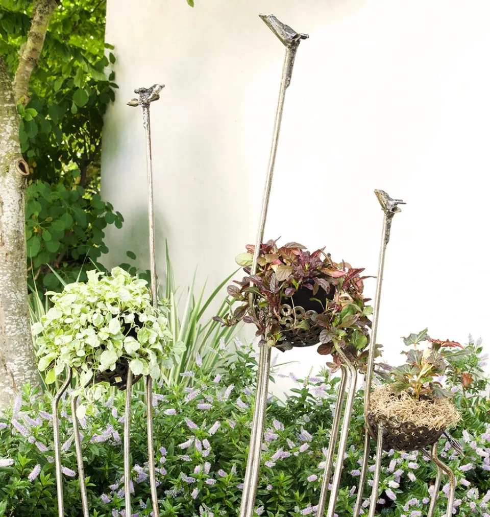 Large outdoor giraffe planters- recycled metal, slender, Fair Trade from Kenya