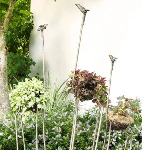 Large outdoor giraffe planters- recycled metal, slender, Fair Trade from Kenya