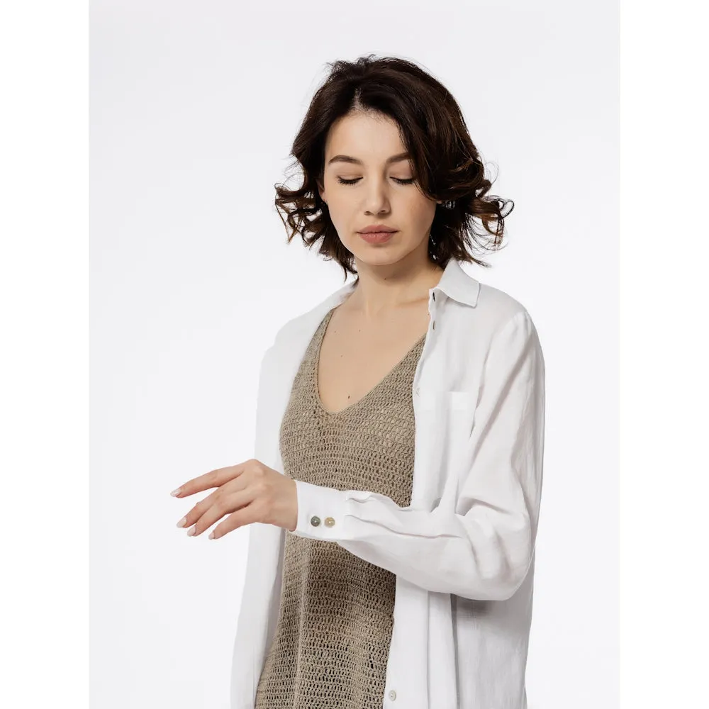 Linen Duster - White - Stonewashed - Luxury Thin Linen