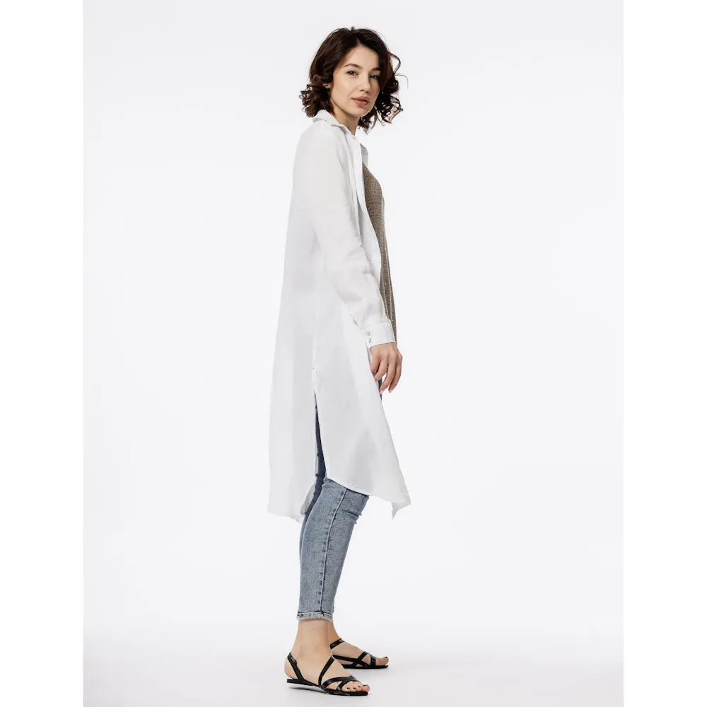 Linen Duster - White - Stonewashed - Luxury Thin Linen