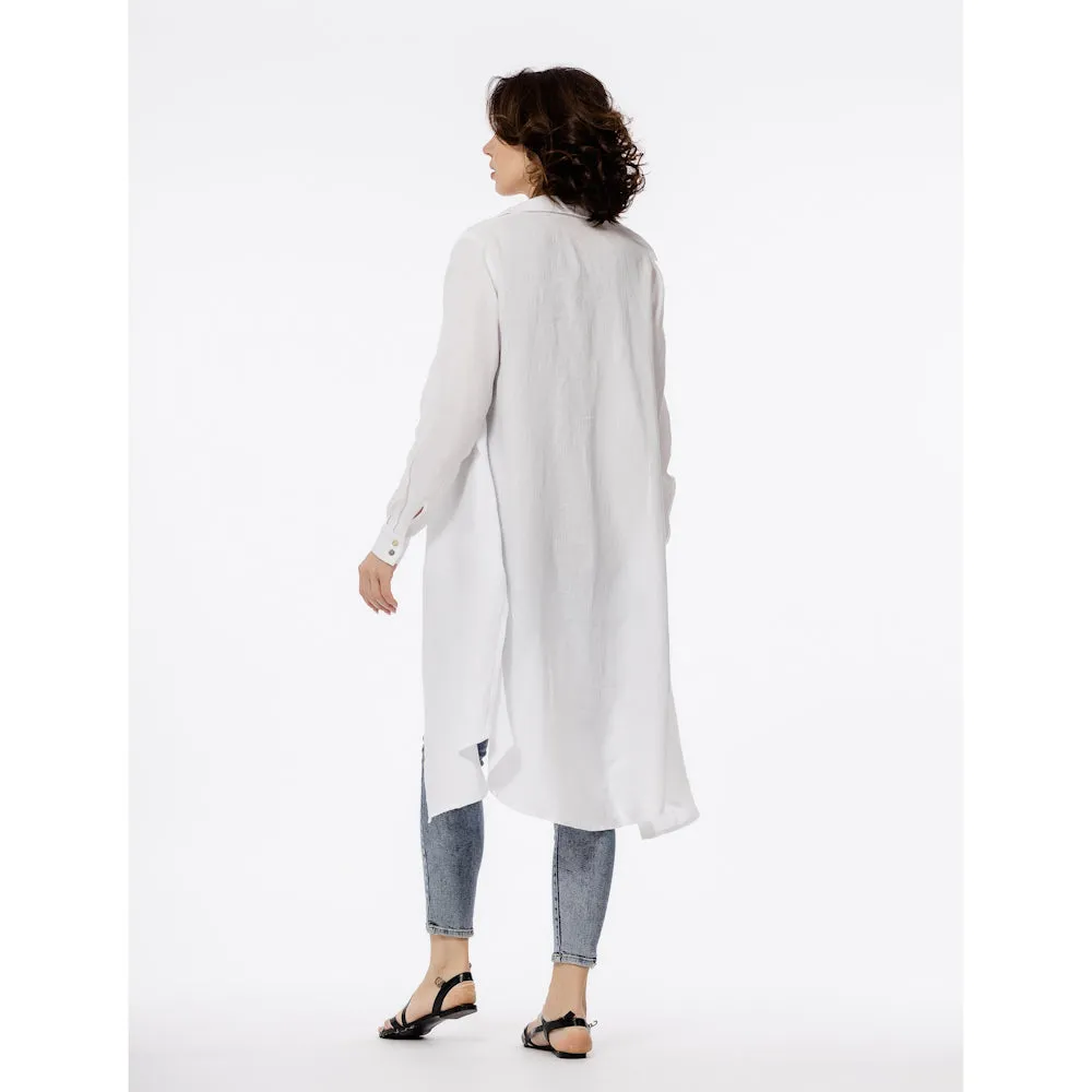 Linen Duster - White - Stonewashed - Luxury Thin Linen