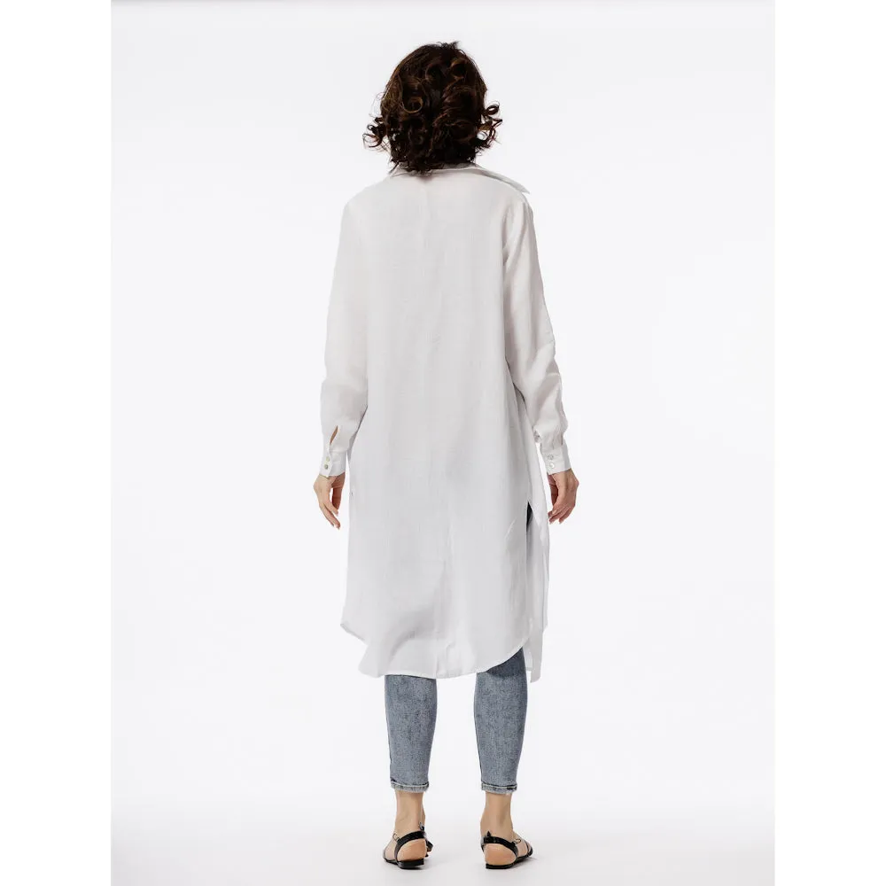 Linen Duster - White - Stonewashed - Luxury Thin Linen