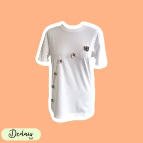 Marga Organic Cotton T-shirt with embellished Flowers