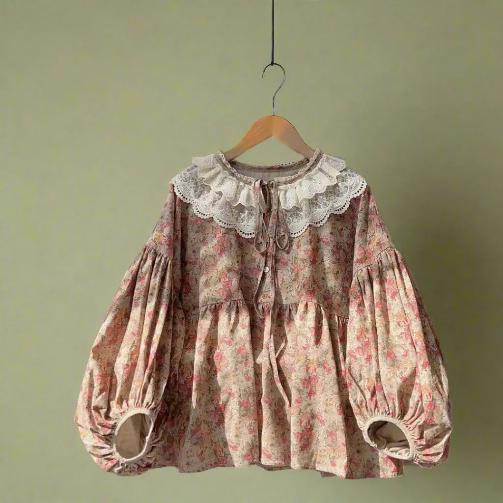 Mori Girl Puff Sleeve Blouse