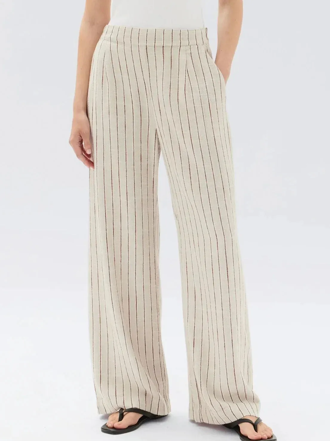 NEVA STRIPE LINEN TROUSER | OAT STRIPE