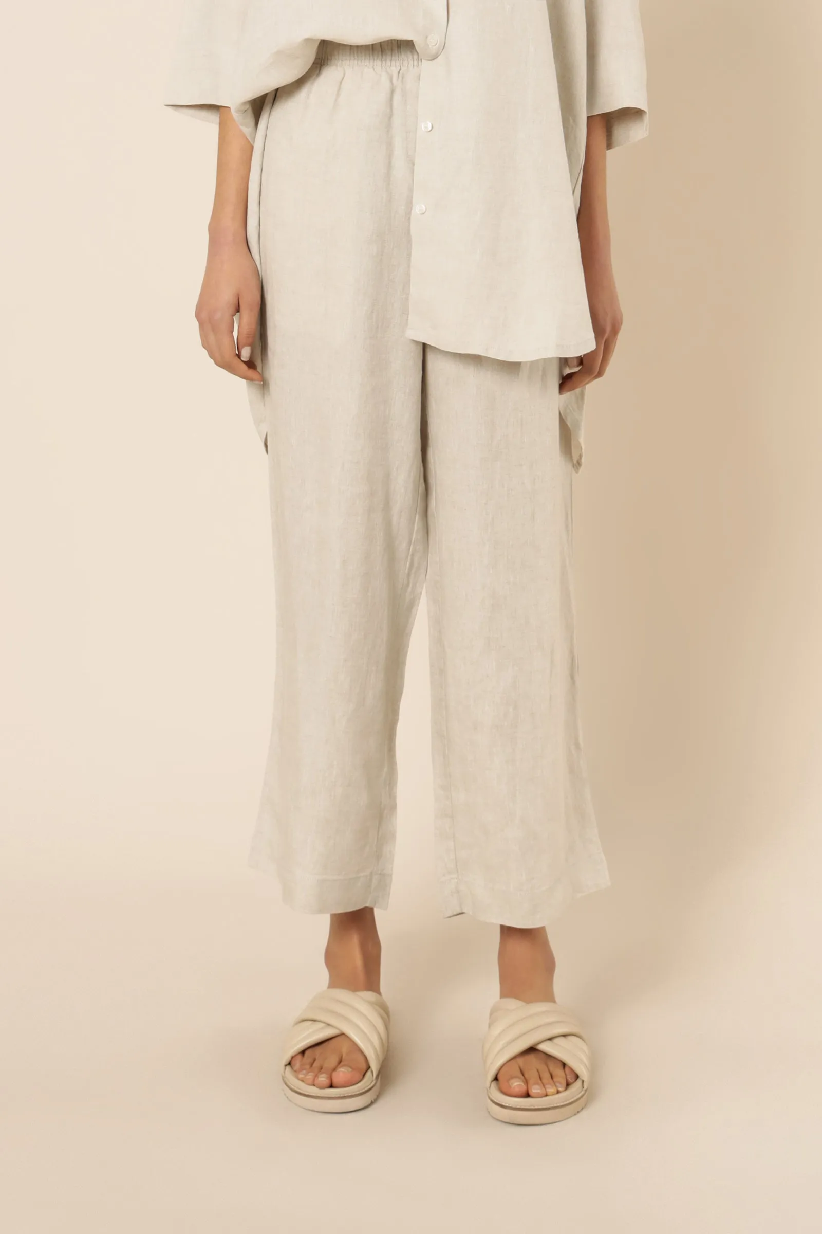 NUDE LOUNGE LINEN CROP PANT | NATURAL