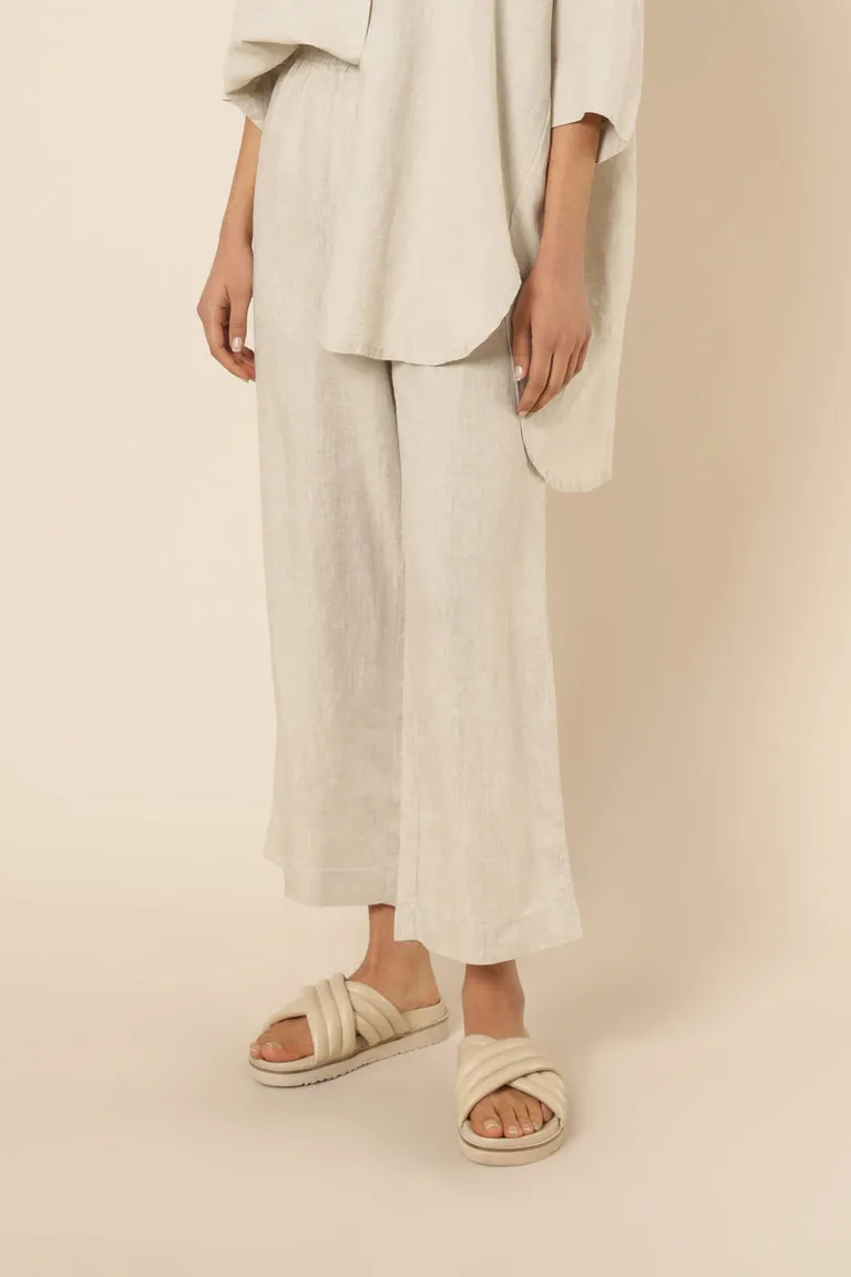 NUDE LOUNGE LINEN CROP PANT | NATURAL