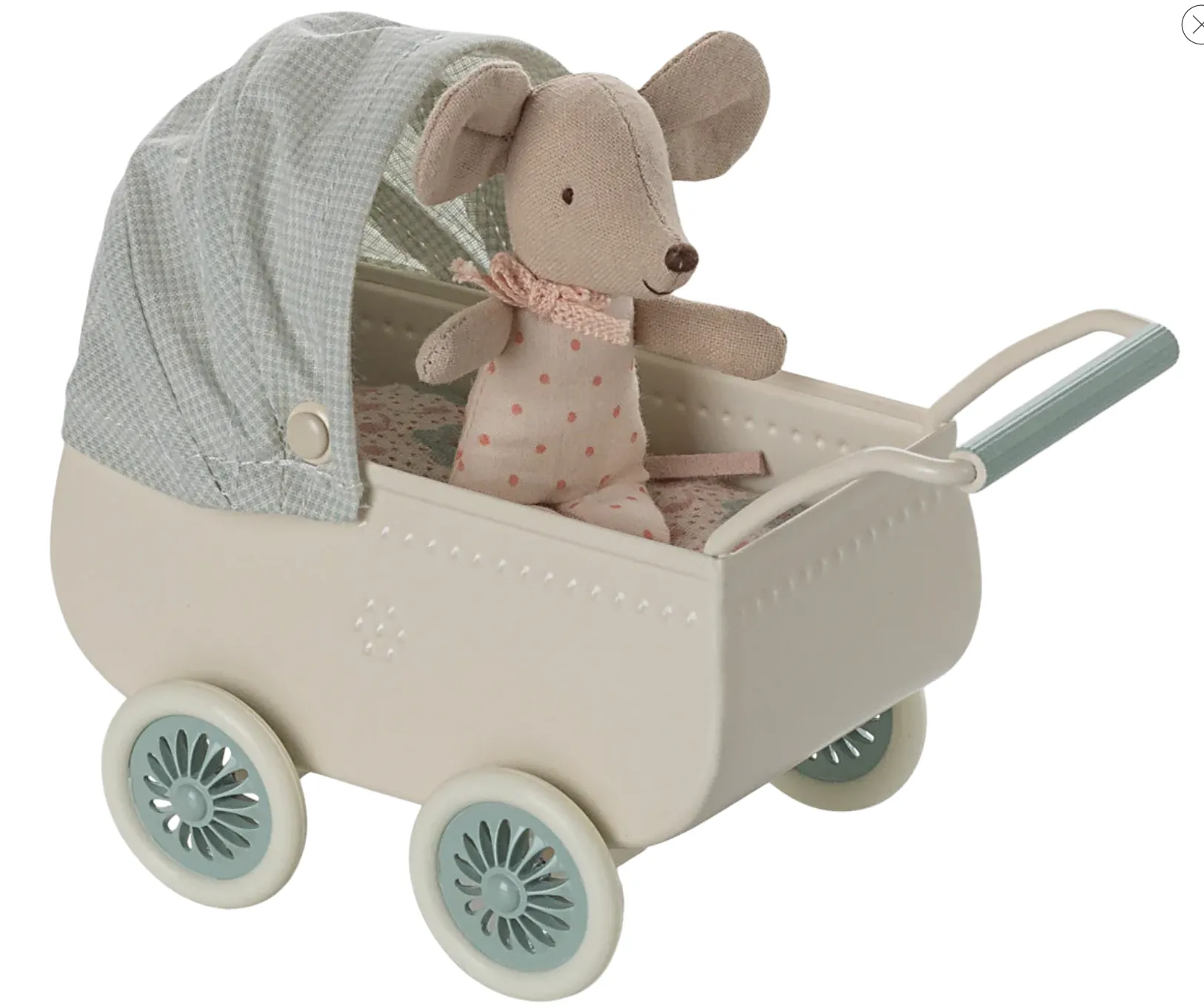 Pram with Baby Mouse- Mint
