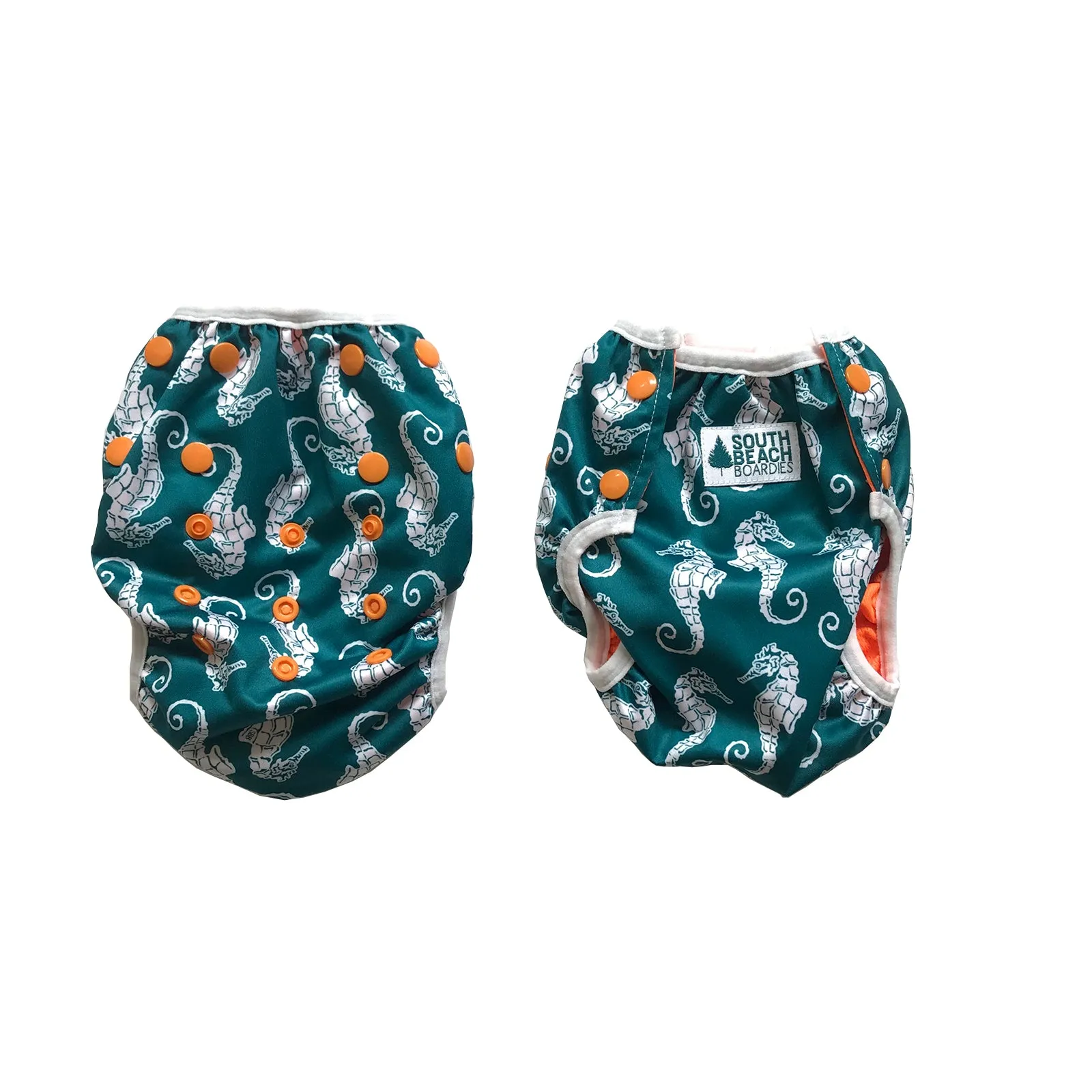 Recycled Reusable Swim Nappy: Teal Seahorse