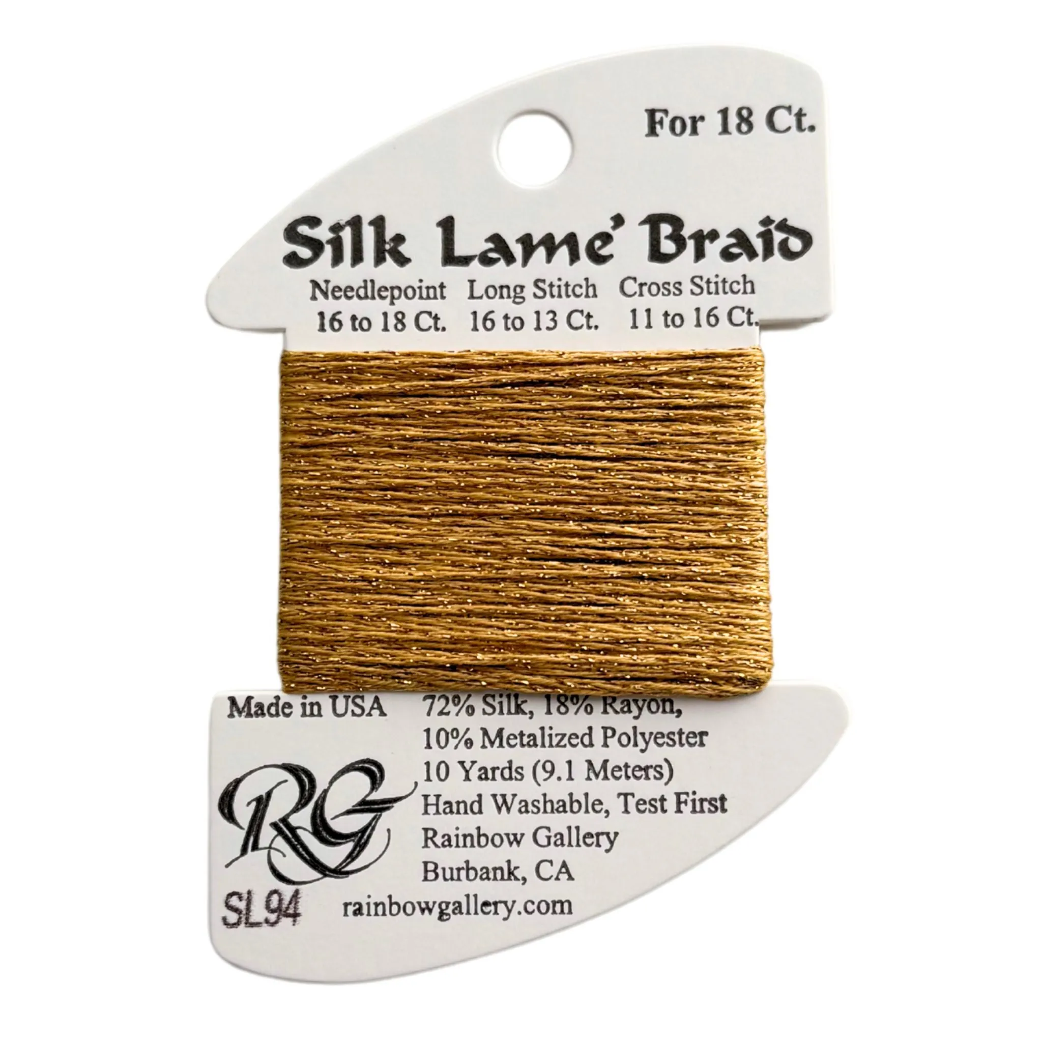 Silk Lame Braid: SL94 True Gold