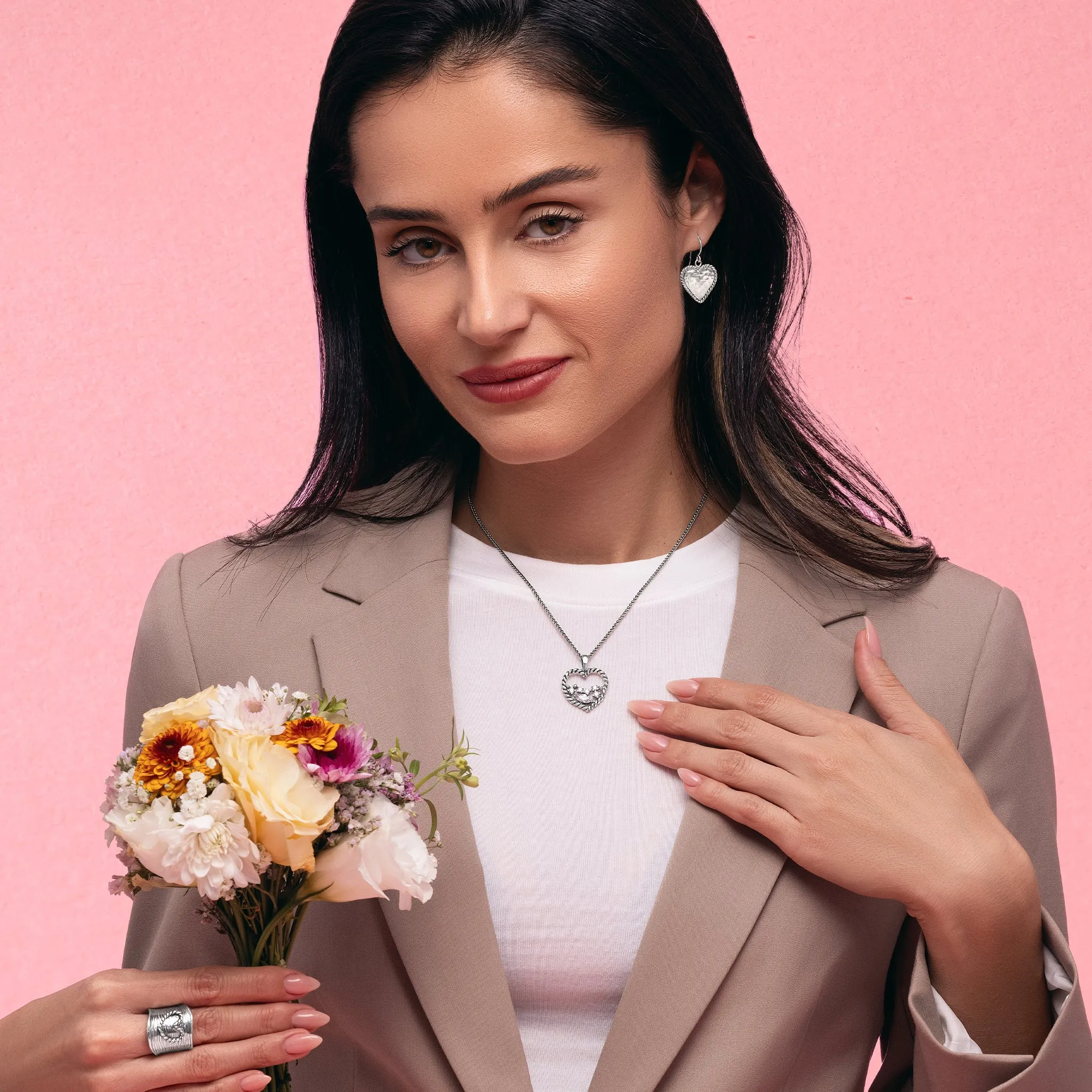 Sterling Silver CZ Braid Heart Necklace