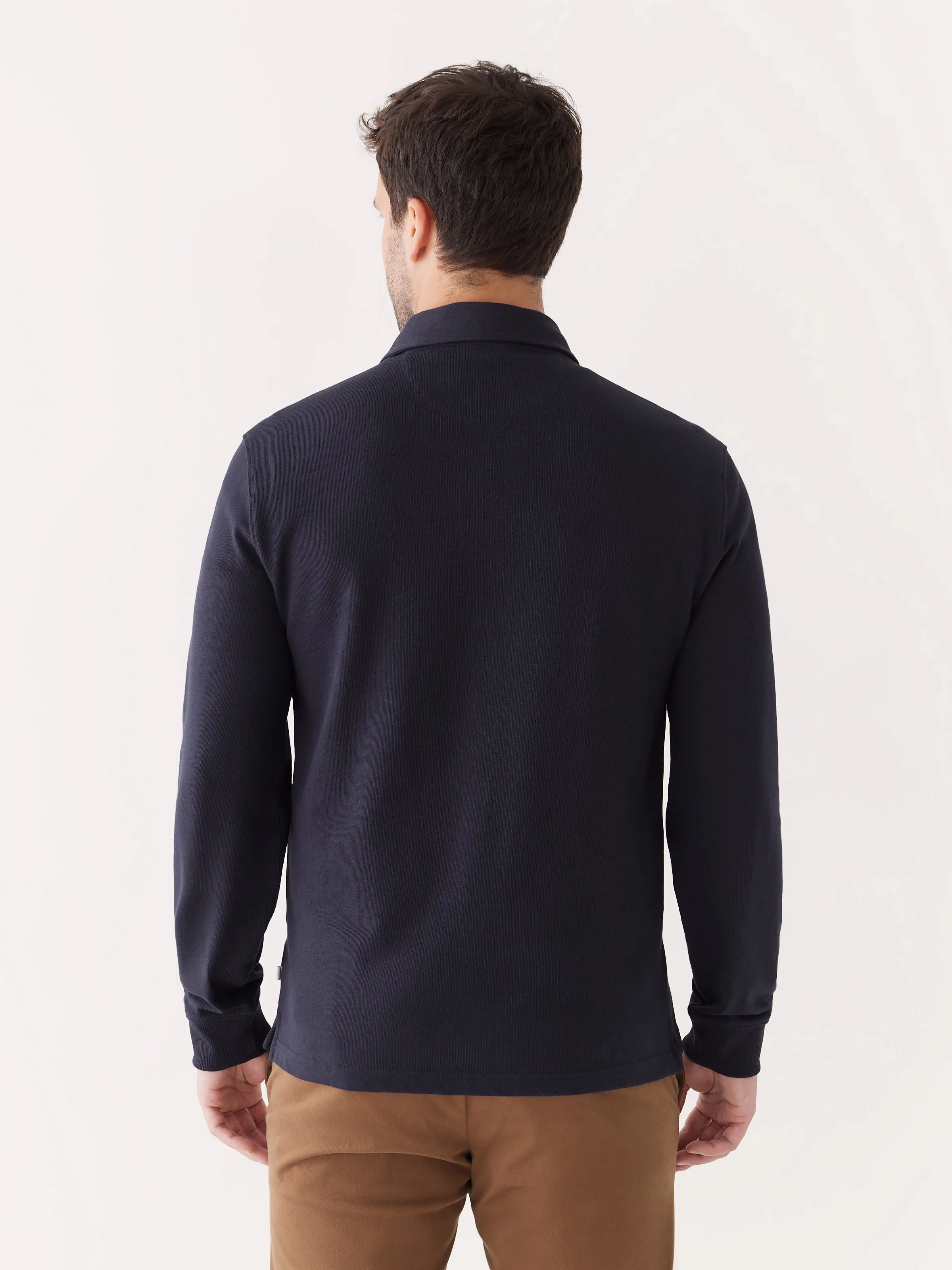 The Long Sleeve Rugby Polo in Night Sky Blue