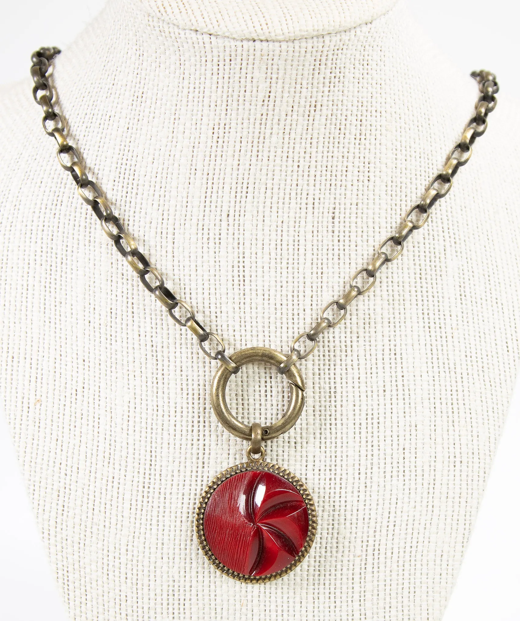 Vintage Button Large Pendant Necklace by K. Ross Creations