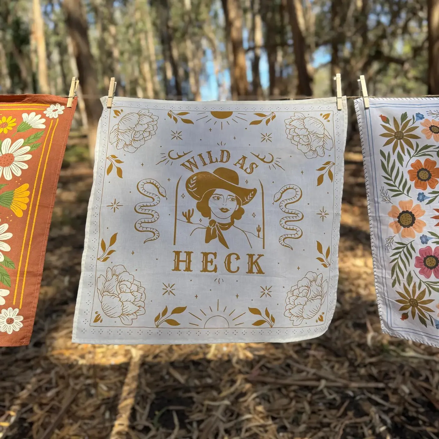 Wild As Heck Bandana ( Wild Rag, Embroidered Bandana