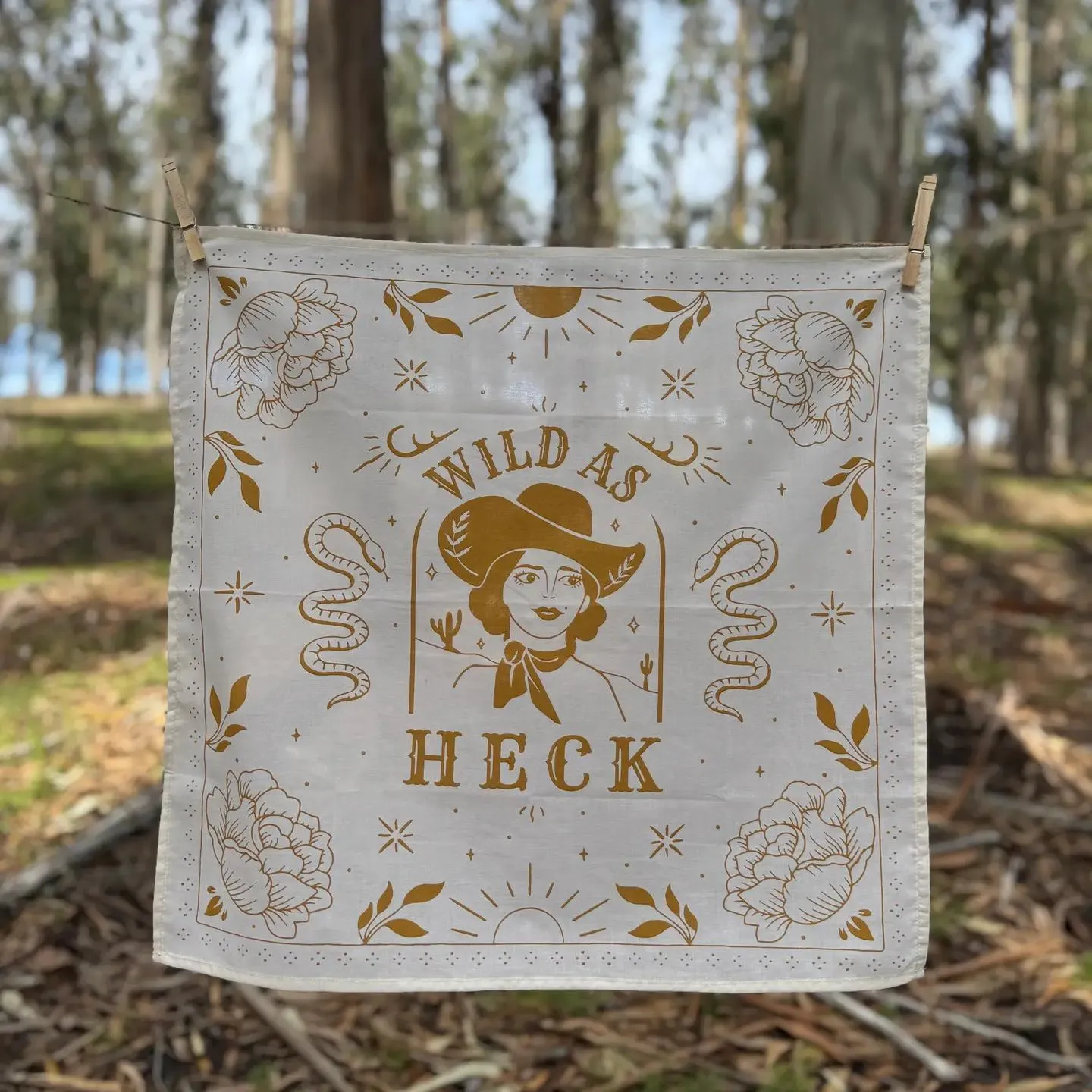 Wild As Heck Bandana ( Wild Rag, Embroidered Bandana
