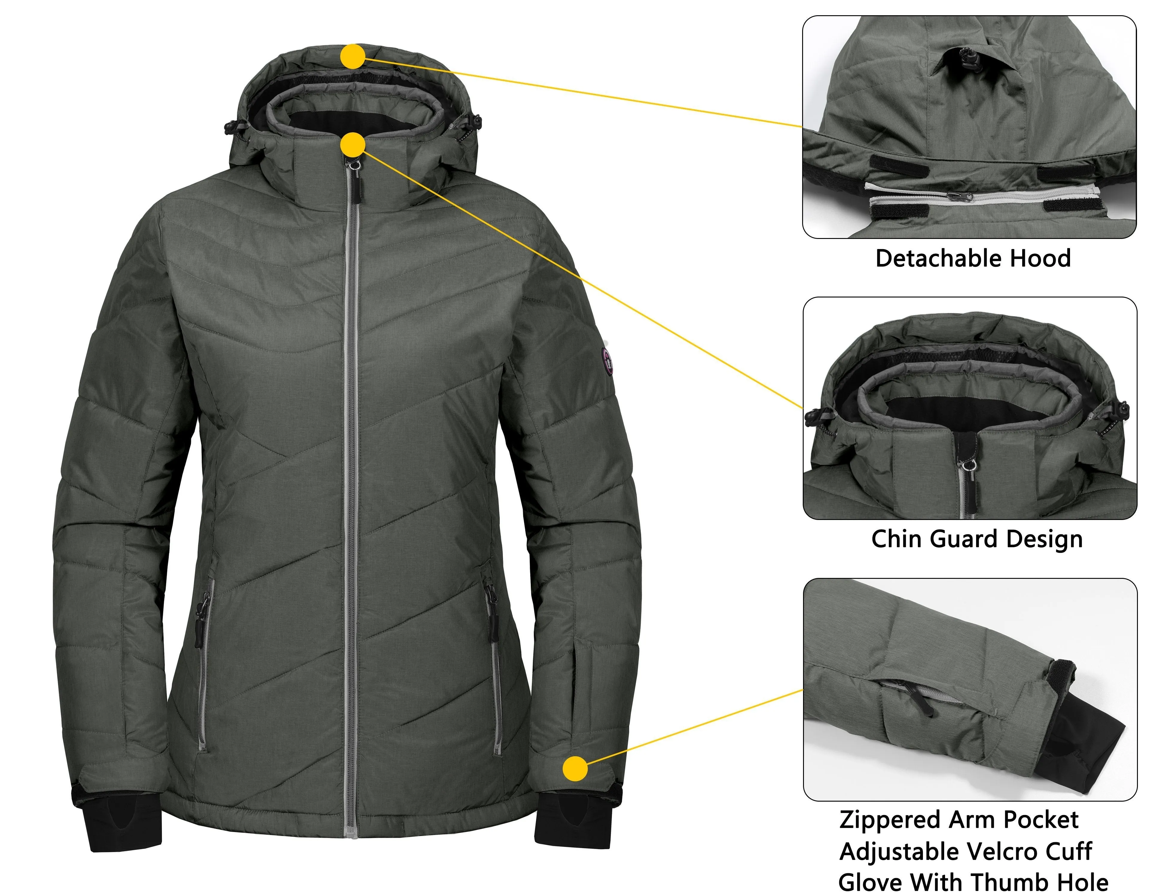 Women's Warm Windproof Ski Insulated Jacket